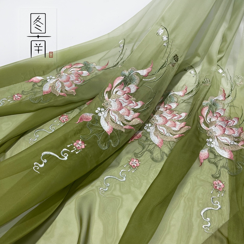 雪纺汉服手工古风国风荷花