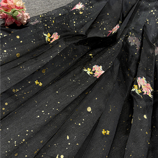 图南锦鲤绣花布料汉服古风旗袍布料夏季襦裙童装娃衣面料设计师