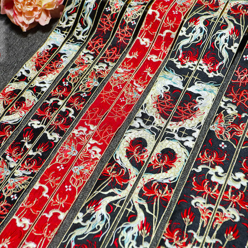 图南化纤汉服中国风刺绣领口边条