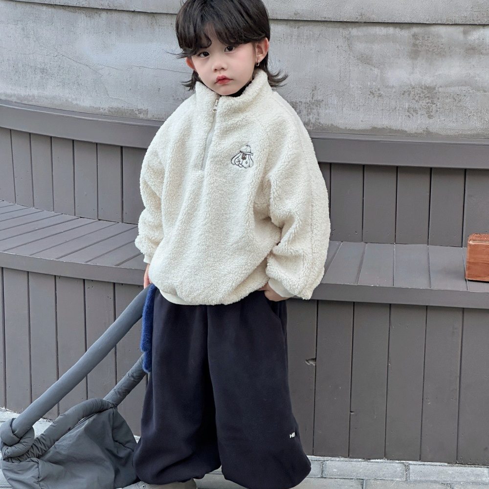 儿童加厚毛衣外套2025年冬季新款男女童韩系半拉链保暖休闲卫衣