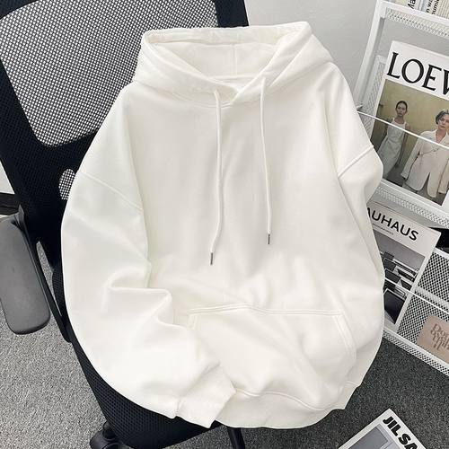 白色连帽卫衣情侣款宽松重磅