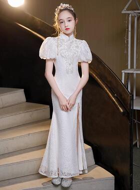 白色女童旗袍2026新款儿童中国风改良版主持人小女孩古筝演出礼服