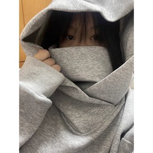 中大童i人社恐高领澜同款连帽卫衣A儿童早秋新款宽松潮酷帽衫外套