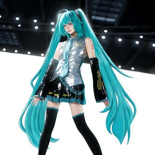 初音cos服miku公式服漆皮cosplay二次元未来偶像动漫假发玩偶套装