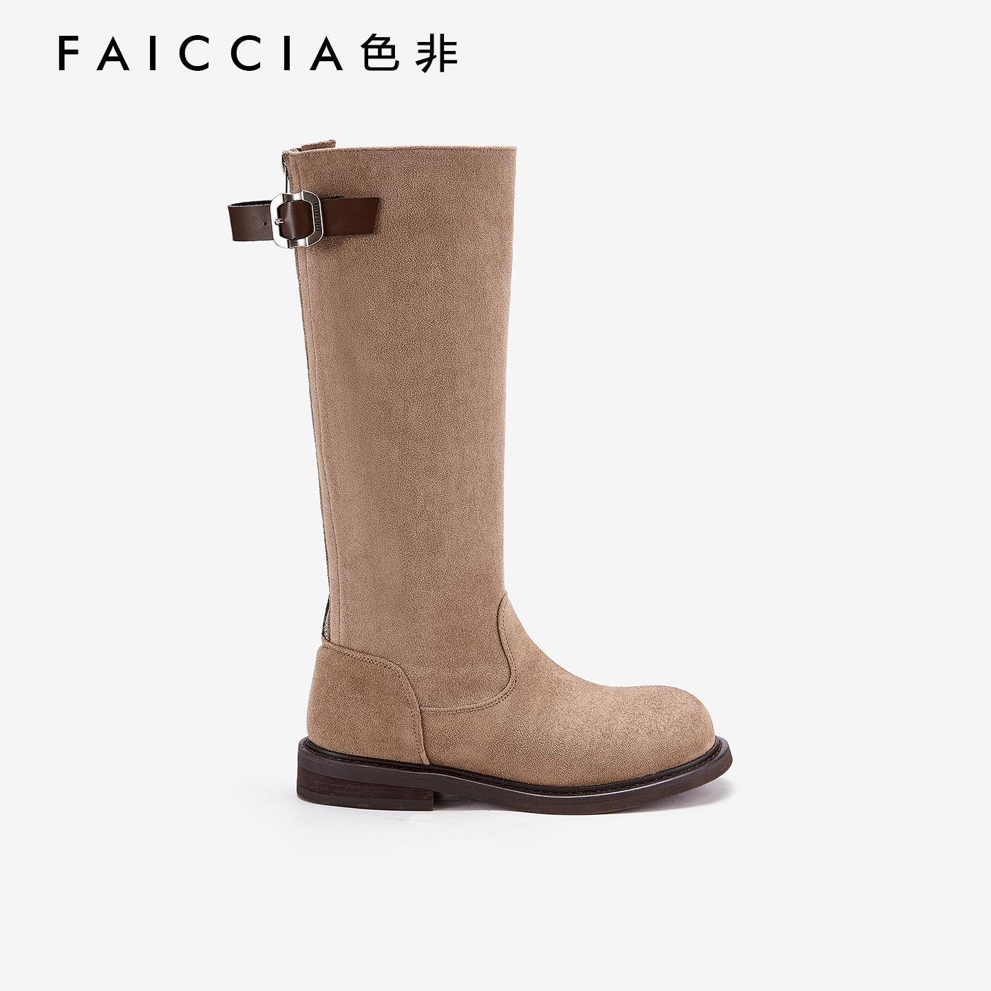 色非复古长筒靴女2025年冬季新款