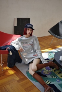 2026春款新款女装灰色长袖卫衣宽松圆领套头衫