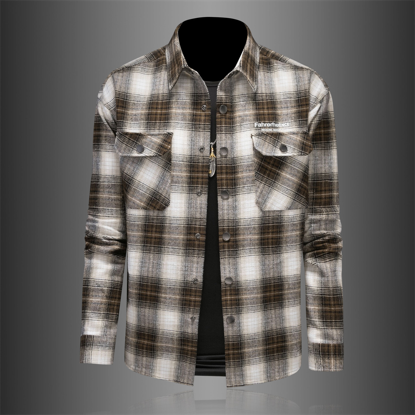 2026年男士春秋季新款格子长袖宽松衬衫外套时尚修身衬衣2023P135，男装衬衫，电商D220