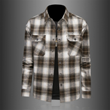 2026年男士春秋季新款格子长袖宽松衬衫外套时尚修身衬衣2023P135，男装衬衫，电商D220