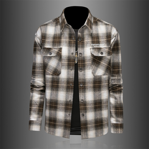 2026年男士春秋季新款格子长袖宽松衬衫外套时尚修身衬衣2023P135，男装衬衫，电商D220