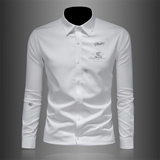 2026年男春秋季新款白色长袖衬衫时尚潮牌修身印花衬衣A9212P130，男装衬衫，电商D220