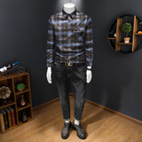 2026年男士春秋季新款格子长袖宽松衬衫外套时尚修身衬衣025P135，男装衬衫，电商D220