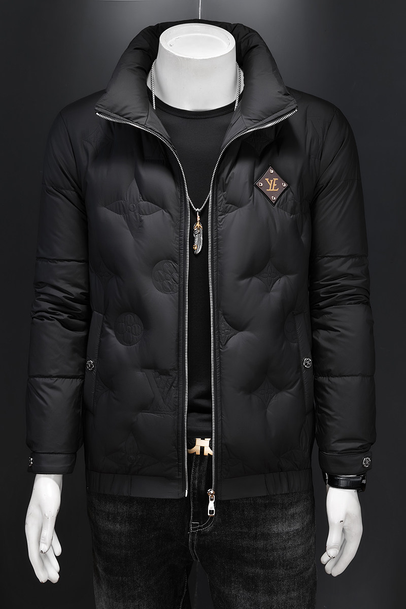轻奢款男士冬季加厚保暖羽绒服压花修身立领外套白鸭绒8601P310,男装羽绒服,电商D220