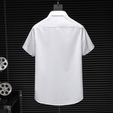 2025男潮流新款修身莫代尔暗花纹印花衬衣青年短袖衬衫H3379P125，男装衬衫，电商D220