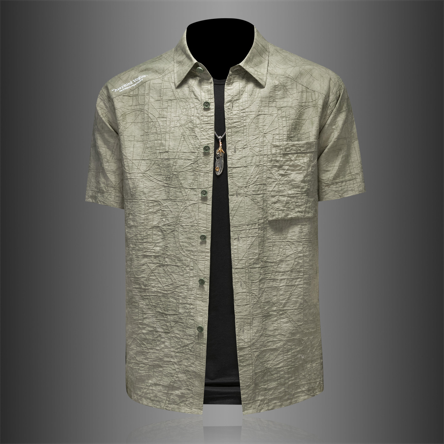 2026年男夏季新款薄款亚麻料短袖宽松衬衫外套时尚衬衣6155P125，男装T恤，电商D220