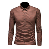 2026年男春秋季新款格子长袖衬衫时尚潮牌修身印花衬衣A9235P130，男装衬衫，电商D220