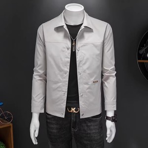 2026新款春秋季男士商务休闲短款修身韩版简约夹克外套 2215 P165，男装夹克，电商D220