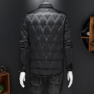 2025男士冬季新品短款羽绒服潮流翻领轻奢风休闲修身外套1213P335图片