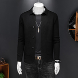 针织羊毛外套男士秋冬新款韩版修身潮流时尚翻领毛衣开衫8235P155，男装针织衫/毛衣，电商D220