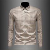 2026年男春秋季新款格子长袖衬衫时尚潮牌修身印花衬衣A9133P130，男装衬衫，电商D220