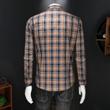 2026年男春秋季新款格子长袖衬衫时尚潮牌修身印花衬衣A9268P130，男装衬衫，电商D220