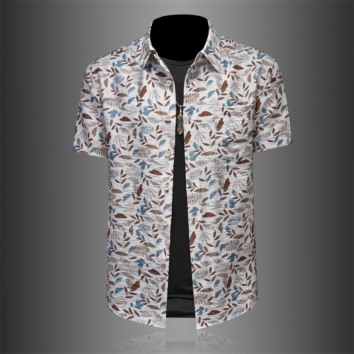 2026年男夏季新款薄款字母印花短袖宽松衬衫外套时尚衬衣6018P125，男装T恤，电商D220