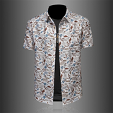 2026年男夏季新款薄款字母印花短袖宽松衬衫外套时尚衬衣6018P125，男装T恤，电商D220