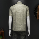 2026年男夏季新款薄款亚麻料短袖宽松衬衫外套时尚衬衣6155P125，男装T恤，电商D220