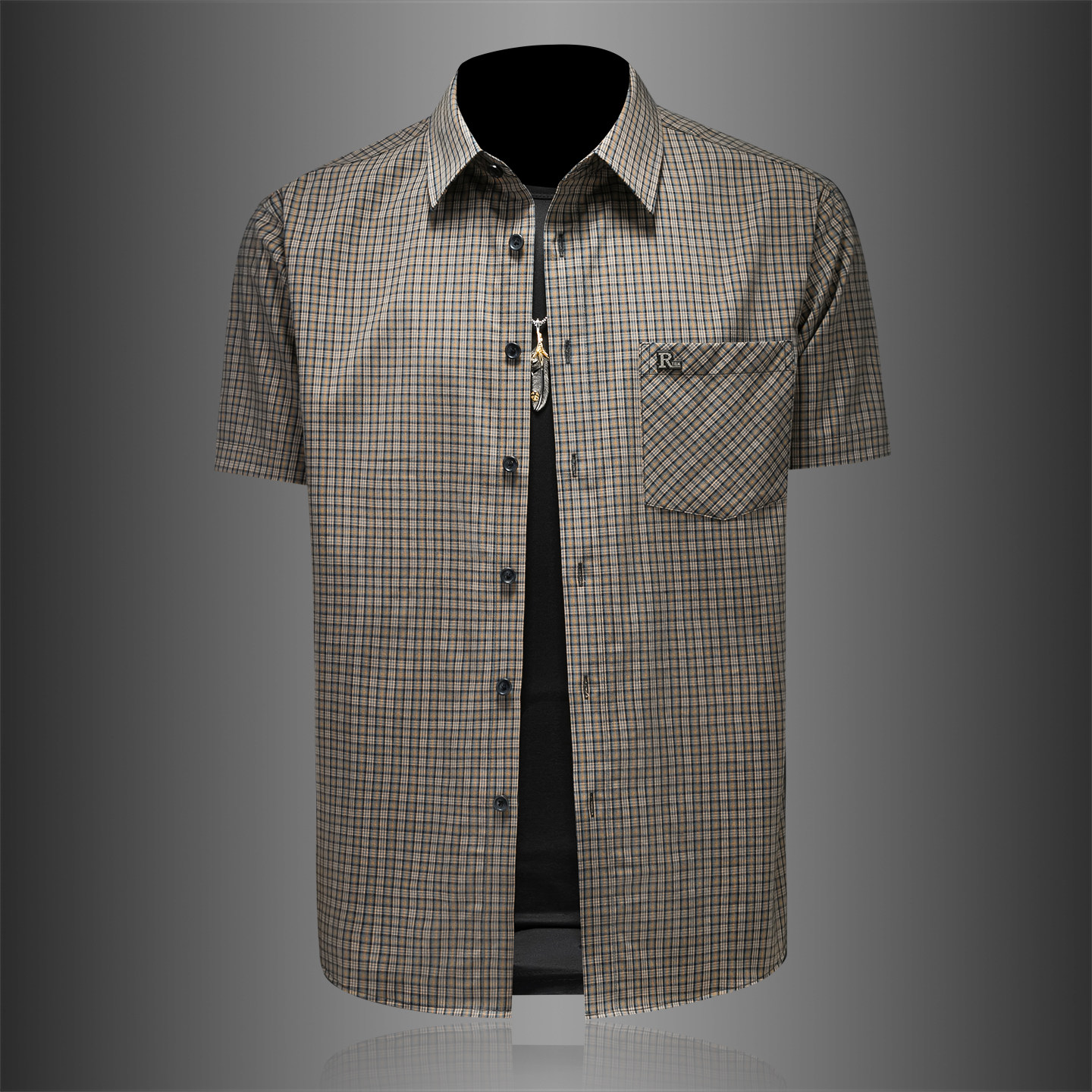 2026年男夏季新款薄款格子短袖宽松衬衫外套时尚衬衣6177P125，男装T恤，电商D220