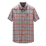 2025男士潮流新款修身格子刺绣衬衣青年短袖衬衫H3537P125，男装衬衫，电商D220