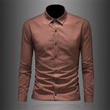 2026年男春秋季新款格子长袖衬衫时尚潮牌修身印花衬衣A9235P130，男装衬衫，电商D220