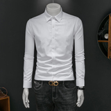 2026年男春秋季新款黑色长袖衬衫时尚潮牌修身印花衬衣A9221P130，男装衬衫，电商D220