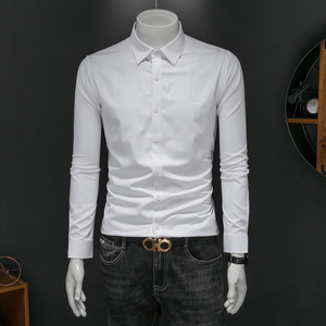 2026年男春秋季新款黑色长袖衬衫时尚潮牌修身印花衬衣A9221P130，男装衬衫，电商D220