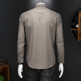 2026年男春秋季新款格子长袖衬衫时尚潮牌修身印花衬衣A9133P130，男装衬衫，电商D220