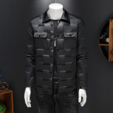 2025男士冬季新品短款羽绒服潮流翻领轻奢风休闲修身外套1135P335，男装羽绒服，电商D220