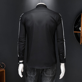 男士休闲潮流长袖莫代尔棉条纹衬衫秋季修身刺绣衬衣A0579P135，男装衬衫，电商D220