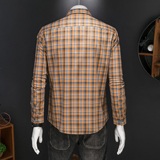 2026年男春秋季新款格子长袖衬衫时尚潮牌修身印花衬衣A9202P130，男装衬衫，电商D220