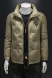 轻奢款男士冬季加厚保暖羽绒服压花修身立领外套白鸭绒8601P310，男装羽绒服，电商D220