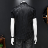 2026男潮流新款修身莫代尔字母印花纹衬衣青年短袖衬衫H3558P125，男装T恤，电商D220