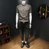 2026年男夏季新款薄款格子短袖宽松衬衫外套时尚衬衣6177P125，男装T恤，电商D220