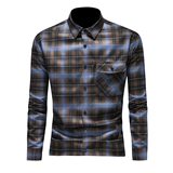2026年男士春秋季新款格子长袖宽松衬衫外套时尚修身衬衣025P135，男装衬衫，电商D220