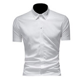 2026男士潮流新款修身莫代尔刺绣衬衣青年短袖衬衫H3372P120，男装T恤，电商D220