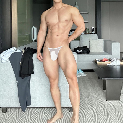 后空高叉男生透明薄内裤