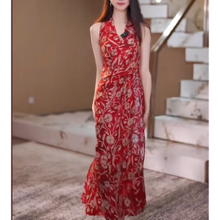 2025新款 超好看绝美海边度假红色连衣裙子女 今年流行爆款 夏季