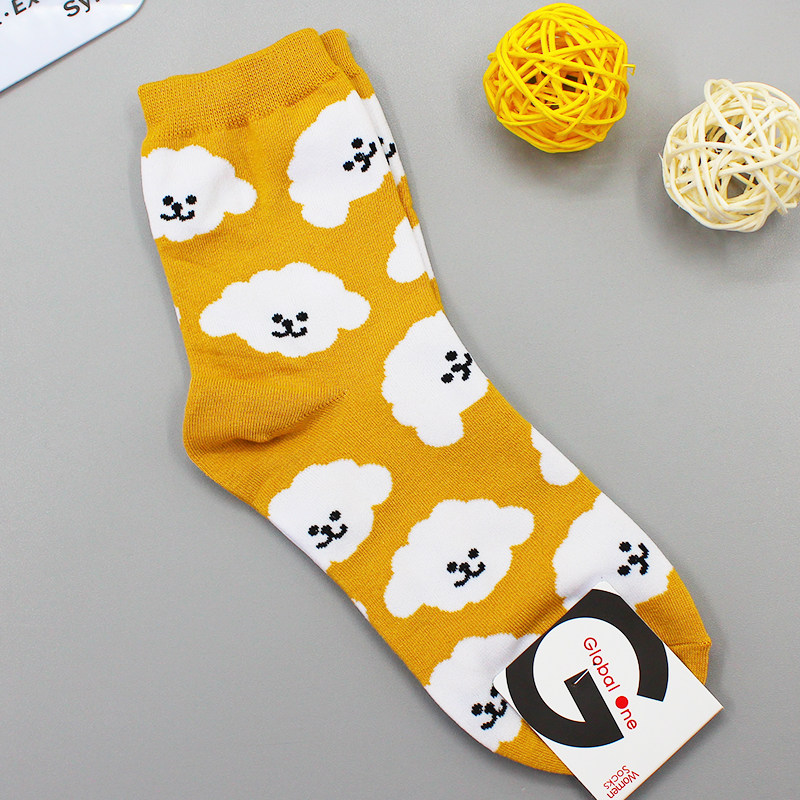 New autumn and winter women's mid-calf socks imported from Dongdaemun, South Korea, fully printed with small animal and dinosaur patterns thumbnail 4