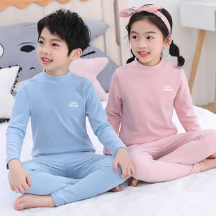 双面德绒女童保暖内衣套装秋冬自发热男童打底半高领儿童秋衣秋裤
