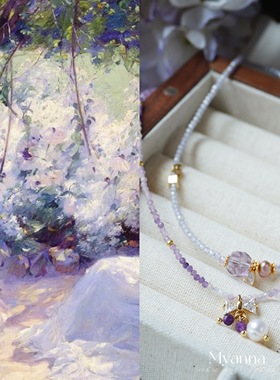 天然紫水晶温柔超清新锁骨链项链