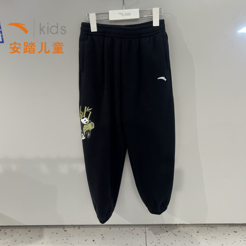 安踏儿童户外针织运动长裤加绒裤