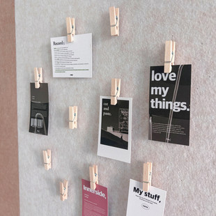 20个/盒 ins木质夹子图钉无痕夹照片卡片软木板照片墙毛毡板装饰