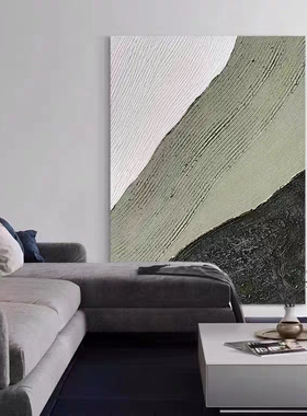 MUMO.手绘油画玄关别墅落地挂画客厅极简日式立体抽象肌理装饰画