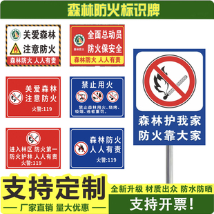 森林防火警示标识牌安全户外林区防火宣传反光标志铝板耐用指示牌